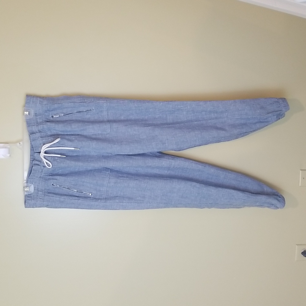Athleta Blue Linen Jogger Pants Size 12
